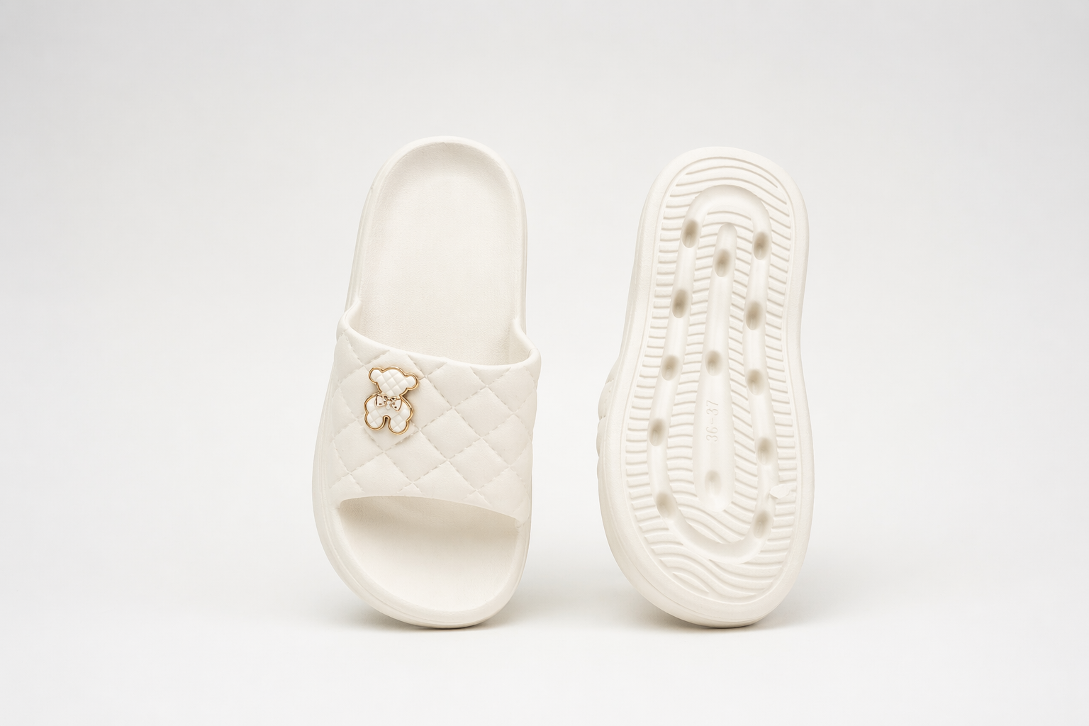 CLOGS | Sandales Ourson Matelassé Doré