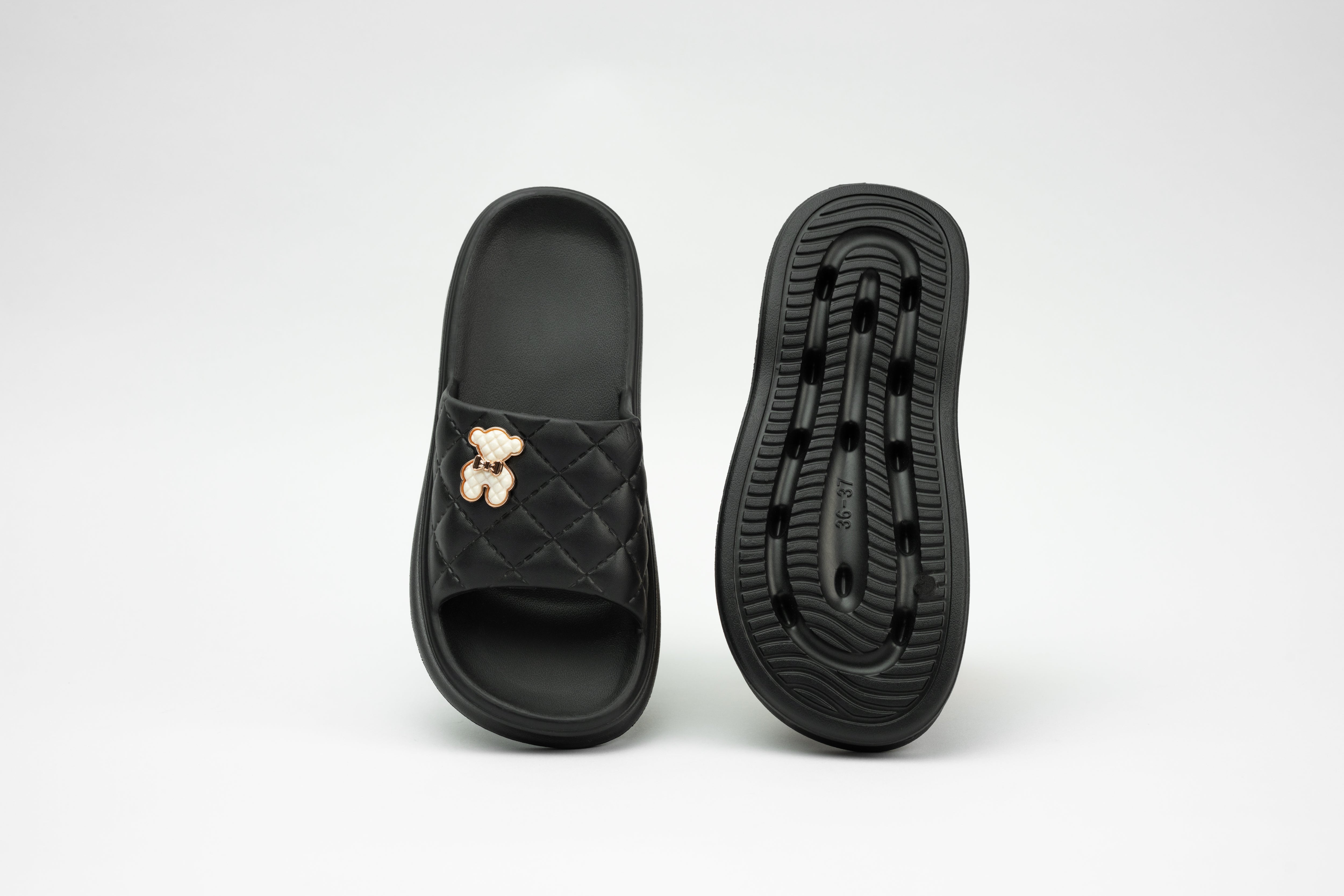 CLOGS | Sandales Ourson Matelassé Doré
