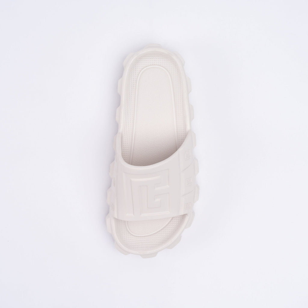 White slipper on a light gray background